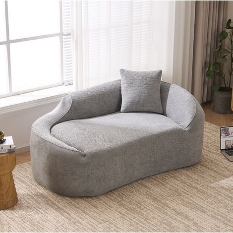 Canapé-lit convertible 155x96x65 cm en chenille gris clair, moderne, pour salon FloraGrace (1/5)