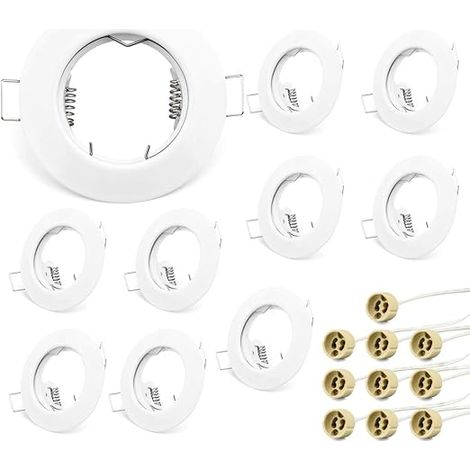 Cadres spots GU10 Cadre Montage encastré Ronde Blanc lampes halogènes GU10 MR16 LED module LED Encastrable douilles (1/5)