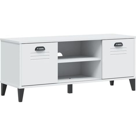 Tabouret à chaussures VIKN blanc 106 x 35 x 45 cm en pin massif (1/5)