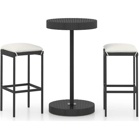 Maison Exclusive - Set Bar da Giardino 3 pz con Cuscini Polyrattan Nero