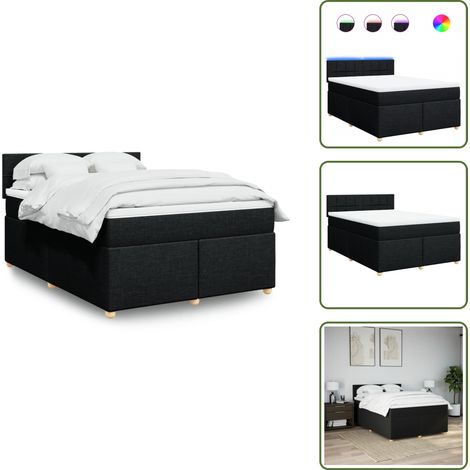 Cama de muelles - vidaXL Cama box spring con colchón tela negro 160x200 cm - Cama de muelles ensacados