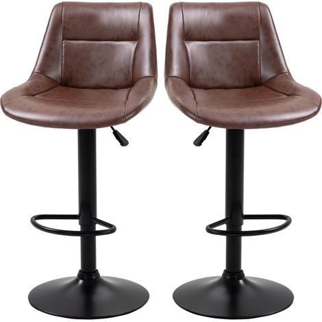 Tabourets de bar réglables hauteur avec repose-pieds Noir Marron 46,5x50x108 cm Lot de 2