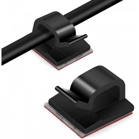 10PCS noir Clips Câbles,Attache Cable adhesif Rangement de Accroche Cable Fixation Auto Collant, cavalier cable electrique,pour la gestion des câbles (1/5)