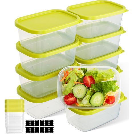 Boîtes de conservation avec couvercle, 10 x 710ML carrées, sans BPA, rangement et organisation des aliments, hermétiques, lavables au lave-vaisselle. Boîtes de congélation pour la préparation (1/5)