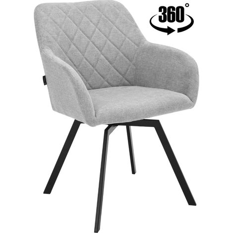 Chaise pivotante PANKO tapissée de tissu gris (1/5)