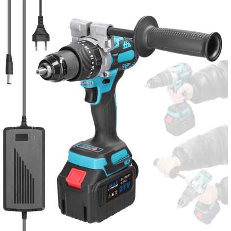 Taladro percutor multifuncional 3 en 1 para el hogar, 13 mm, 21 V, 120 Nm, mini destornillador eléctrico, 20+1 velocidades de par ajustables. (1/5)
