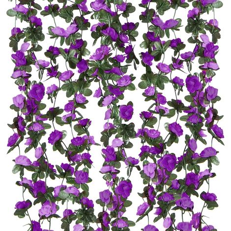 Lot de 6 Guirlandes Roses Artificielles 49FT Lierre Artificial Guirlande Vignes Suspendus Fleurs en Soie pour DéCoration Arche de Mariage Maison Jardin FêTe (Violet) (1/5)