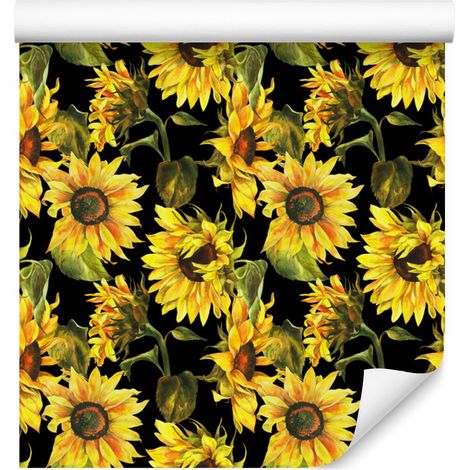 Carta da parati con girasoli per soggiorno e camera da letto, 50x1000 cm (1/5)