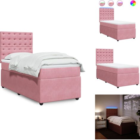 Sommier à lattes de lit avec matelas Rose 90x190 cm Velours - Sommier À Lattes De Lit - Sommiers À Lattes De Lit - Lit - Meuble De Chambre À Coucher (1/5)