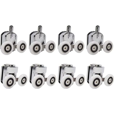 Lot de 4 roulettes doubles pour porte de douche - 25 mm de diamètre - Pièces de rechange pour salle de bain (25 mm-8 pièces) (1/5)