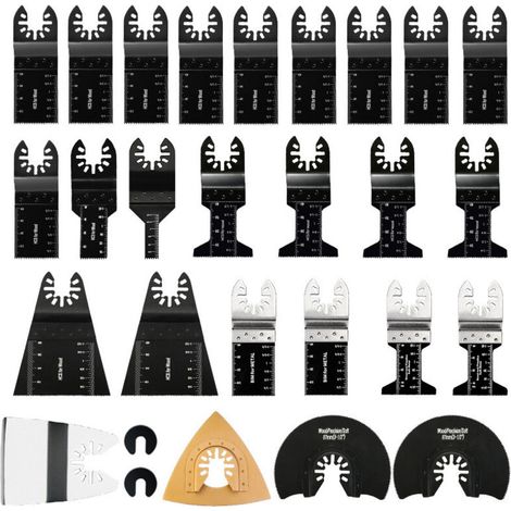 Jeu de 28 Lames pour Multi-Outil Oscillant - Universel pour Couper, Poncer, Gratter - Compatible Fein, Bosch, Makita, DeWalt, Dremel (1/3)