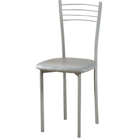Pack 2 Sillas de Cocina Estilo Moderno en Color Gris de Metal y Poliuretano 89x40x45 cm (1/3)
