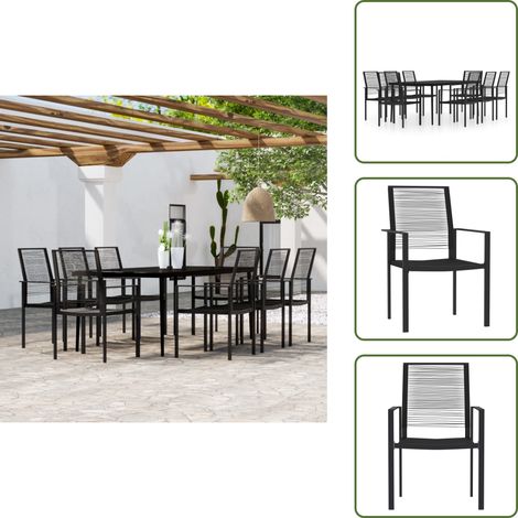 The Living Store Ensemble à manger de jardin 9 pcs Noir - Salle à manger de jardin (1/5)
