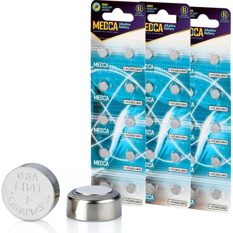 Lot de 30 piles alcalines 1,5 V LR41, 192, 92 A, LR736 et AG3 - Piles bouton pour appareils auditifs, amplificateurs, horloges, jouets, télécommandes, calculatrices, lasers, alimentation longue durée, (1/5)