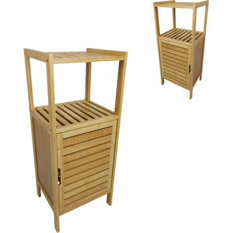 Bambus-Badezimmerschrank mit Ablagefach, Lamellentüren und Platz für Handtücher und Kosmetikartikel, 80 x 33 x 28 cm BEGRYF