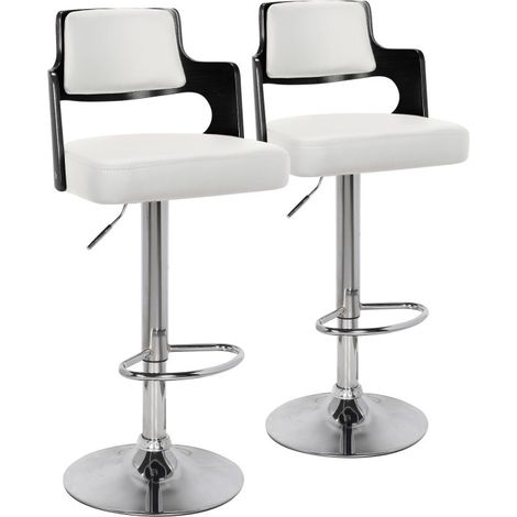 Lot de 2 Chaises de Bar "Paddington" 90-110cm Noir & Blanc (1/4)
