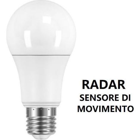 LAMPADINA LED CON SENSORE DI MOVIMENTO RADAR E27 LUCE CALDA 2700K BOT LIGHTING