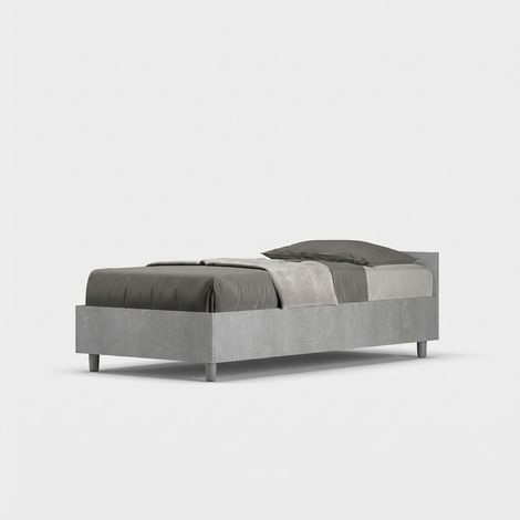 Cama individual 80x190 cm moderna sin somier gris cemento Nuamo (1/4)