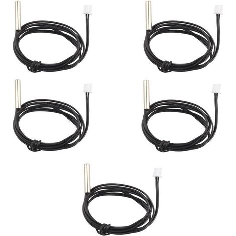 Packung mit 5 wasserdichten NTC 10K 1% 3950 Thermistor-Temperaturfühlern, 1m Verlängerungskabel, Temperaturdetektor, Messgerät für Auto-Klimaanlagen/Kühlschränke (1/5)