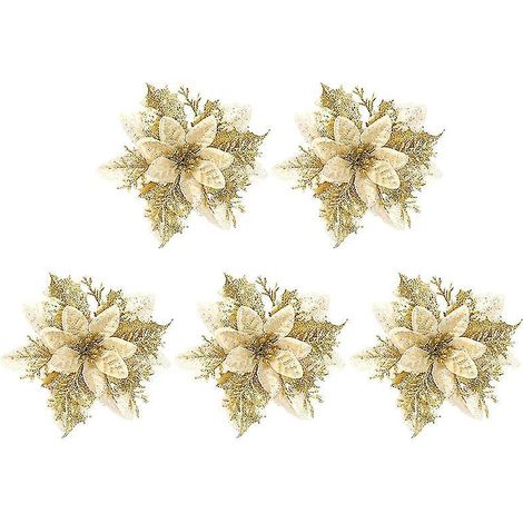 Lot de 5 fleurs de Noël pailletées (1/3)