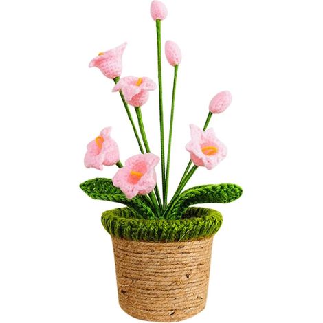 Büro Leicht  Creative Woll Handgestrickte Strickpflanzenornament Rosa Nicht zu Verformen (1/5)