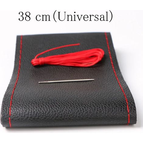 (Filet rouge 38 cm -) Housse de volant de voiture Diamètre 36 cm 38 cm 40 cm / Fourniture complète Ne se décolore pas Tresse de guidon en cuir pour volant (1/5)