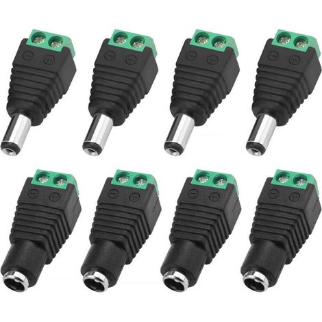 4 Paare 5,5 x 2,1 mm 12 V DC Stromversorgungsstecker, Stecker Buchse Adapter Schraubklemmenanschluss (1/4)