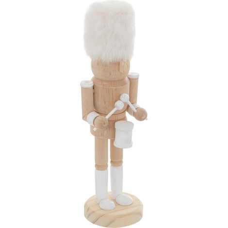 Déco de Noël Figurine Casse-Noisette Bois et fourrure Blanche H 25.5 cm - Feeric Christmas (1/2)
