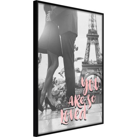 Affiche Murale Encadrée "Love in Paris" 30 x 42 cm Noir