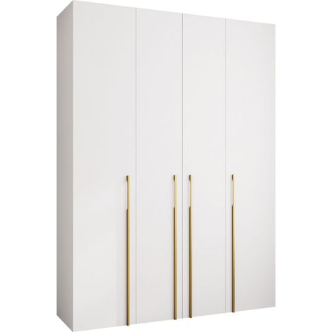 Armario Hartford 570, Blanco, 246x180x52cm, Puertas de armario: Con bisagras, Número de estantes: 16 (1/5)