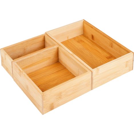 Aufbewahrungsboxen aus Bambus, 3er Set 3 versch. Größen