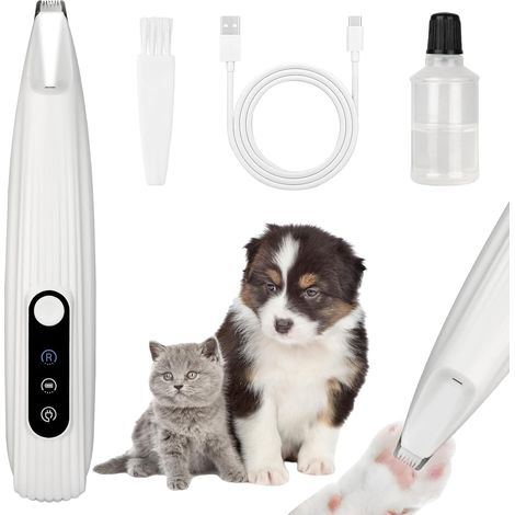 Herramienta eléctrica para el cuidado de mascotas, recargable, silenciosa, con luz LED, apta para patas de perros y gatos - blanca (1/5)