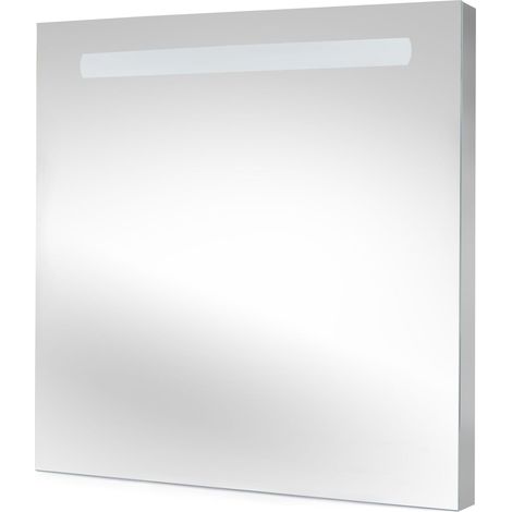 Emuca Pegasus Badezimmerspiegel mit LED-Frontbeleuchtung, rechteckig 600 x 700 mm, AC 230 V 50 Hz, 6 W, Aluminium und Glas (1/5)