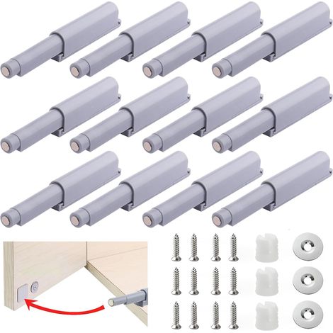 12 PCS Push to Open, Poussoir Porte Placard, Ouvre et Ferme avec Pression pour La Porte de L'armoire, Tiroir, Meuble et Placard (1/5)