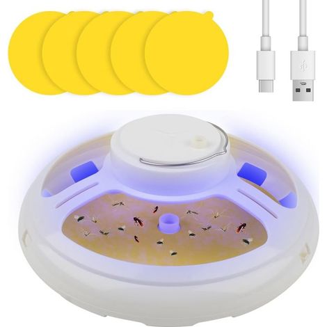 Piège à Puces Sticky dôme avec 5 Sticky Discs, Piège à Puces à l'intérieur de Votre Maison Attrape Puces Domestiques Pièges à Insectes Piège à Punaises de Lit Electrique USB pour Enfants (1) (1/5)