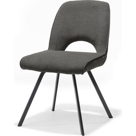 Chaise de Salle à Manger en Tissu Aragon Anthracite pour Salon et Bureau - Modèle 97 - PANGIVO (1/2)