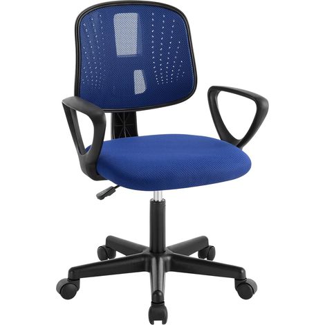 Klihome Sedia per Bambini Girevole 5 Ruote Ufficio Cameretta Scrivania Schienale Ergonomico,Blu
