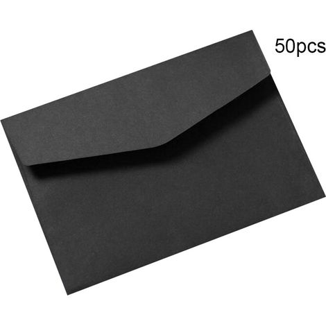Lot de 50 enveloppes vierges style occidental, 12,5x17,5 cm, noires, pour photos, cartes de vœux et invitations (1/3)