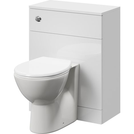 Alexander James Gloss White 600mm Toilet Unit and Back to Wall Toilet Pan with Soft Close Toilet Seat - 600mm -
