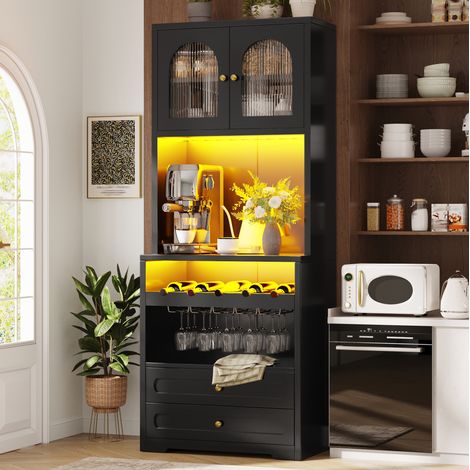Armario aparador alto con LED y botellero OKMYHOME (1/5)