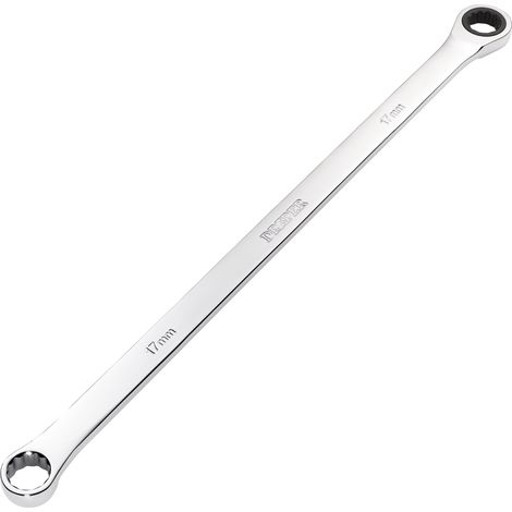 Draper Hi-Torq® 17mm Extra-Long Double Ring Ratchet Spanner – Chrome Finish, Metric, Model 27774 (1/2)