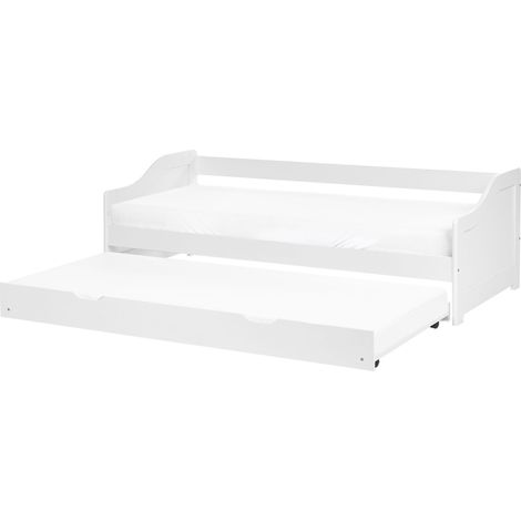 Lit Gigogne en Bois de Pin Simple 90 x 200 cm Chambre Enfant Blanc Luneray (1/5)