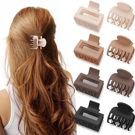Lot de 8 petites pinces à cheveux – Beige, kaki, marron, noir – Antidérapantes – Cheveux fins (1/5)
