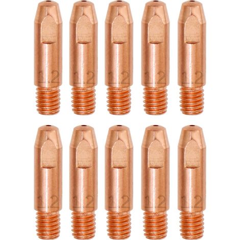 10PCS MB 24KD Accessoires de Soudage 1,2MM Pièces d'usure Pointe de Contact Buses de Soudage MIG 0.0472" Torche de Soudage Embout de Contact M6x27mm (1/5)