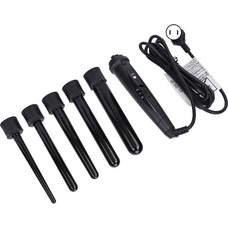 Fer à friser professionnel 5 en 1 85 W, chauffe rapide, en céramique, 100-240 V, noir, prix US (1/5)