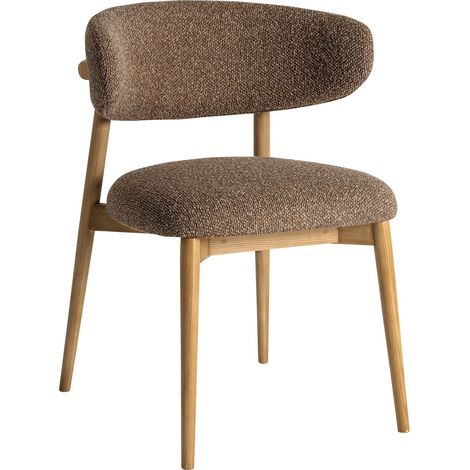 Chaise classique taupe en polyester et bois de frêne finition marbrée - Taupe marbré bois naturel (1/5)