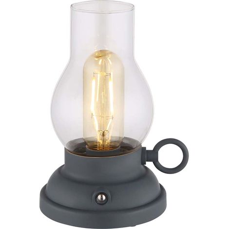 Tischlampe Tischleuchte Beistelllampe anthrazit Akku Touchdimmer LED H 17,5 cm