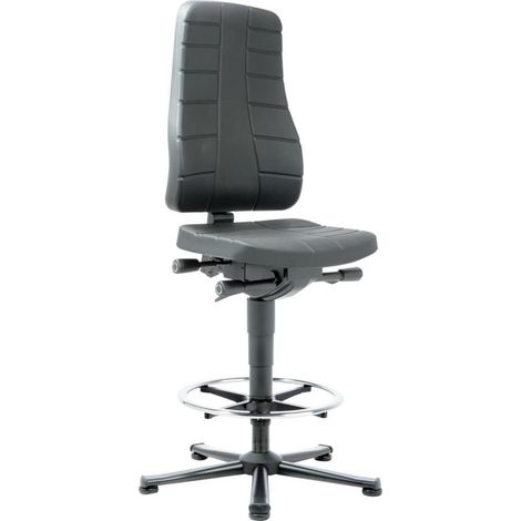 bimos Arbeitsstuhl All-In-One Highline mit Gleiter und Fußring und Stoffpolster blau 570-830 mm (1/5)