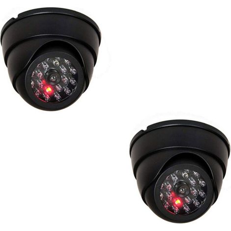 Noir Fausse caméra de sécurité factice caméra de Surveillance caméra dôme avec lumière Clignotante LED Infrarouge réplique réelle (1/5)