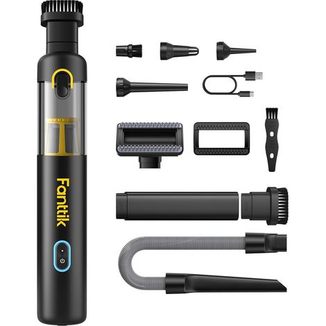 Aspirateur de Voiture,Haute Puissance D'aspiration 19KPa Aspirateur à Main,Charge Rapide USB-C Aspirateur sans Fil pour Voiture,4 en 1 Aspirateur/Souffleur/Gonfleur/Pompe（Noir） (1/5)